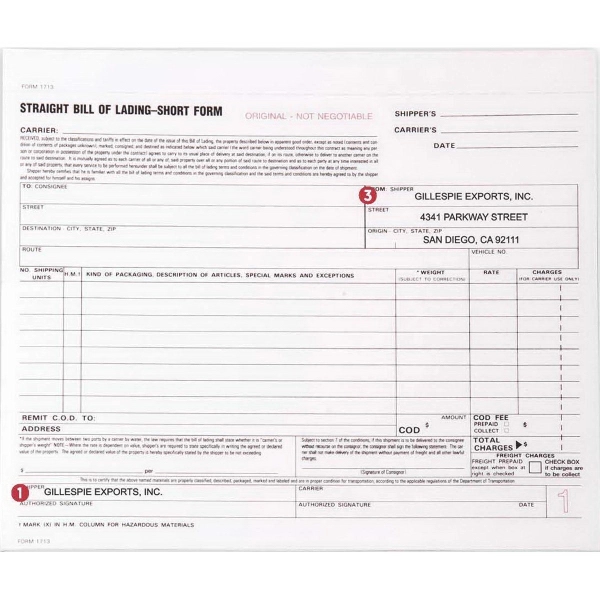 Bill of Lading, Short form, 8 1/2" x 7".... from ASI 81500 Navitor Inc / Navitor®