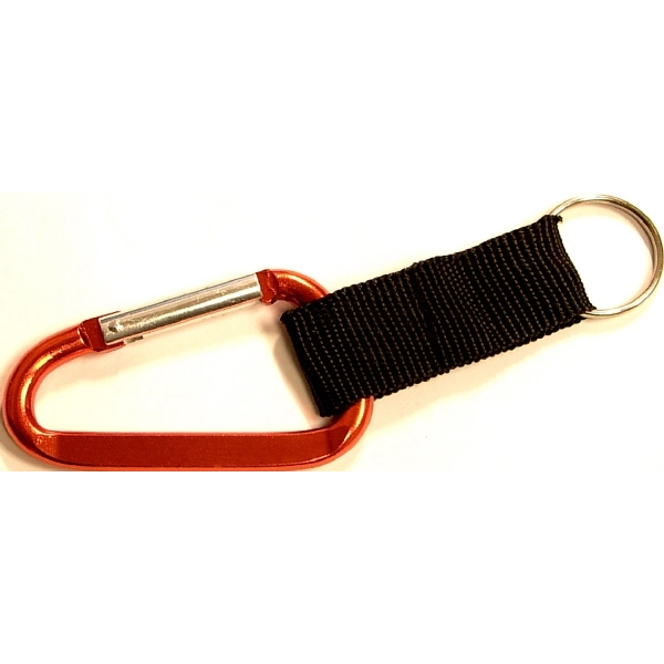 Carabiner with strap and split key ring, strong nylon strap.... from ASI 74585 Nu Promo International / Nu Promo Line
