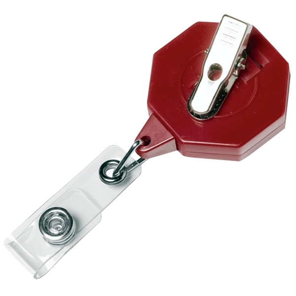 JUMBO octagon retractable badge reel in solid colors, alligator clip back,... from ASI 49470 DEVARA
