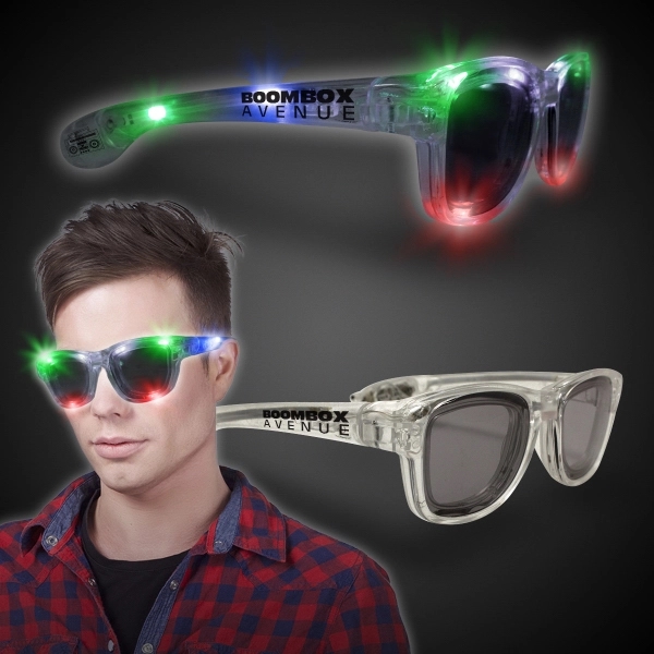 Classic retro-look sunglasses with sound reactive option and LED lights with... from ASI 42016 Brighter Promotions Inc