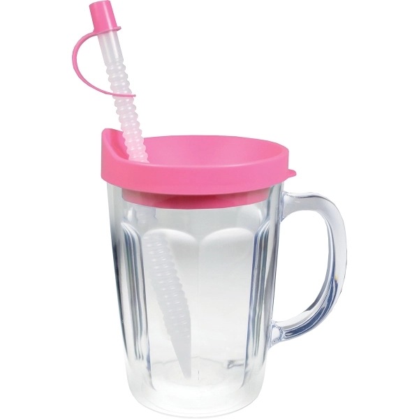 Double Wall  Thermal Travel Mug with handle and Embroidered Emblem.... from ASI 61952 Howw Mfg Co Inc / Howw USA