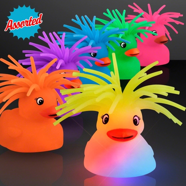 Light Up Crazy Hair Puffer Ducks... from ASI 34194 ALightPromos / Alight Promotional Products