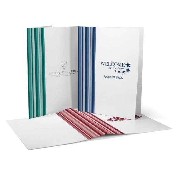 Presentation Folders with stock "Striped" or "Banded" designs.  As few... from ASI 95280 Warwick Publishing Co / Warwick Folders Made Easy