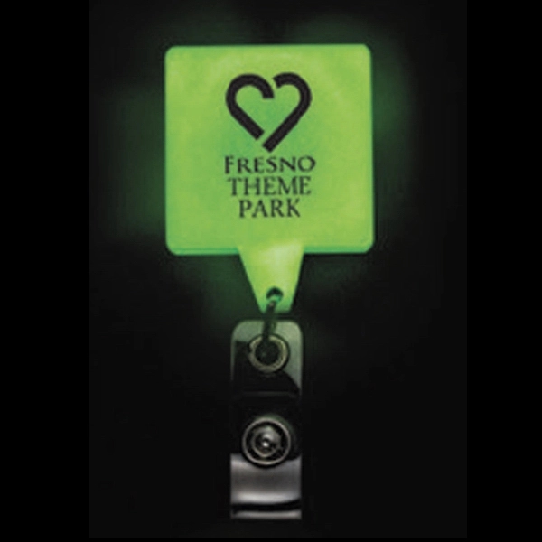 GLOW IN THE DARK JUMBO SQUARE BADGE REEL WITH ALLIGATOR CLIP.... from ASI 49470 DEVARA
