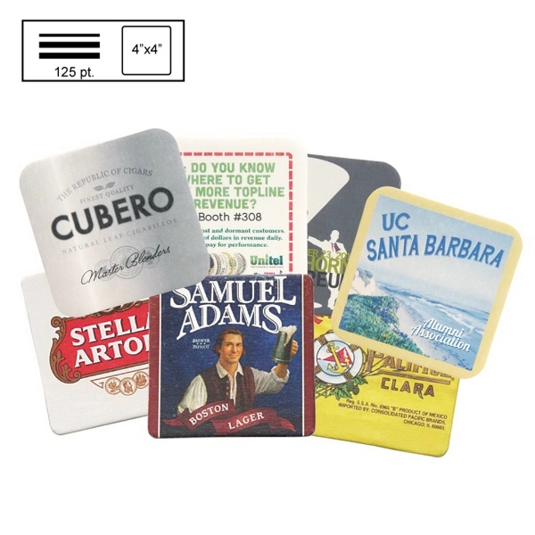 4" heavyweight, square shape coaster made of natural-colored, high-density disposable pulpboard.... from ASI 57655 STOPNGO Line