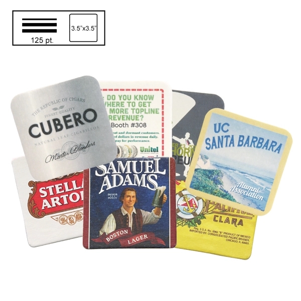 3.5" square shape coaster made of natural-colored, high-density disposable pulpboard.... from ASI 57655 STOPNGO Line