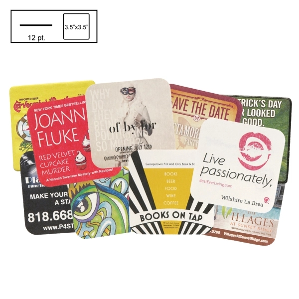 3.5" lightweight, square shape coaster made of natural-colored, high-density disposable pulpboard.... from ASI 57655 STOPNGO Line