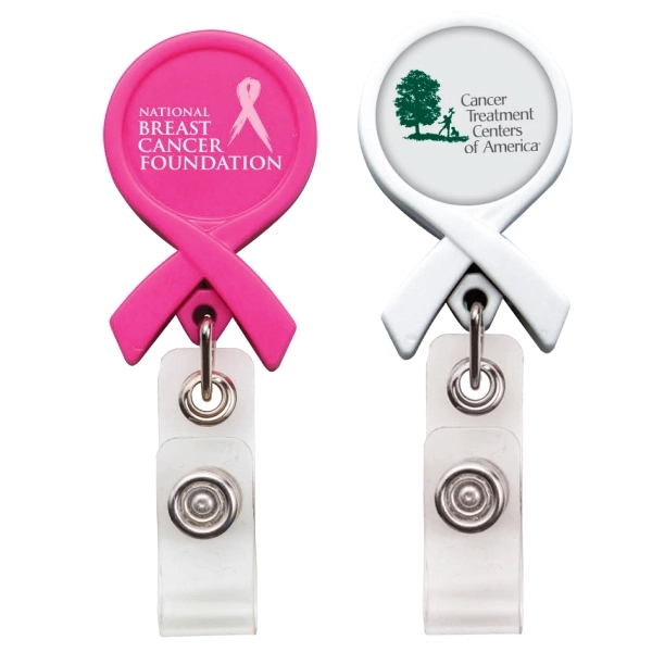 Hot Pink or white jumbo ribbon shape badge reel with alligator... from ASI 49470 DEVARA