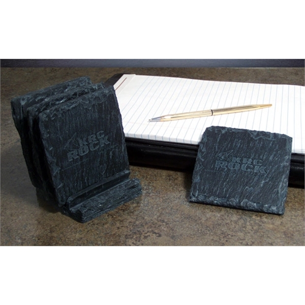 Slate coaster set. Made from recycled materials.... from ASI 89860 StoneyCreek / StoneyCreek®