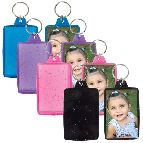 Translucent sparkle snap-in key tag with insert slot for a photograph.... from ASI 62190 Illini