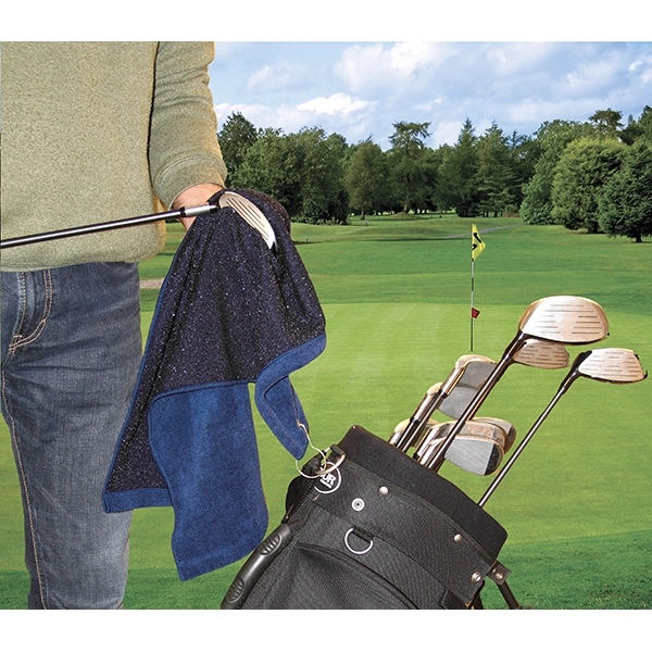 15" x 25" microfiber golf towel with anti-scratch loops on the... from ASI 90913 Terry Town