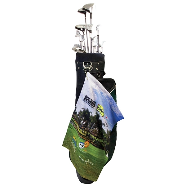 15" x 25" microfiber golf towel with anti-scratch loops on the... from ASI 90913 Terry Town
