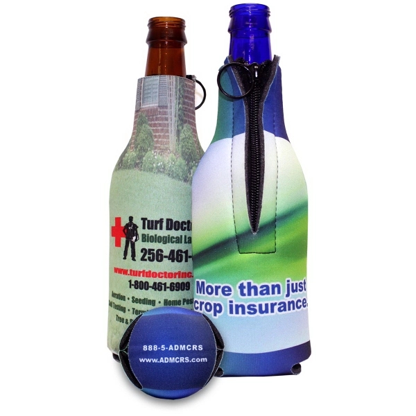 Scuba foam zipper style bottle cooler. 1/8" Premium density, cloth laminated... from ASI 35745 American Zebra Line/AZL
