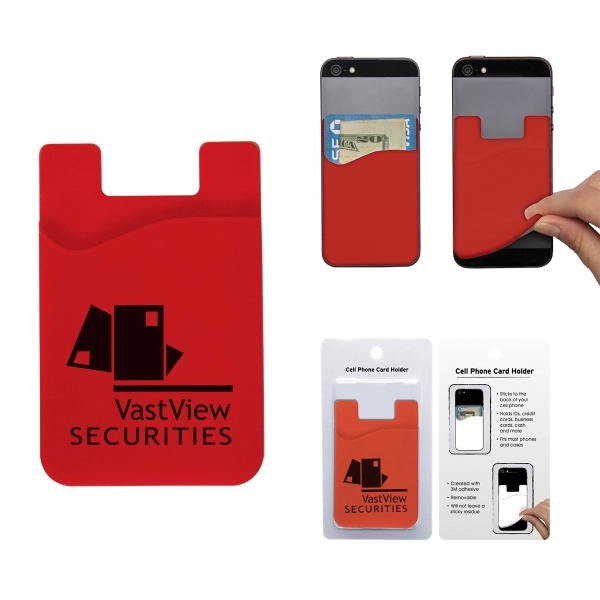Silicone card holder for the back of a cell phone.... from ASI 62190 Illini