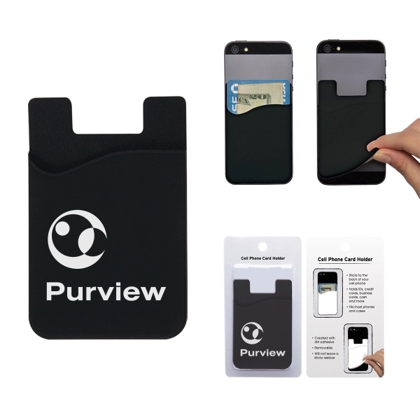 Silicone card holder for the back of a cell phone.... from ASI 62190 Illini