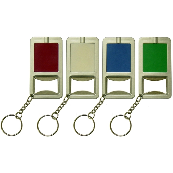 Bottle opener and LED light keychain.... from ASI 85620 H M Schmidt Co Inc / Traveling Billboard