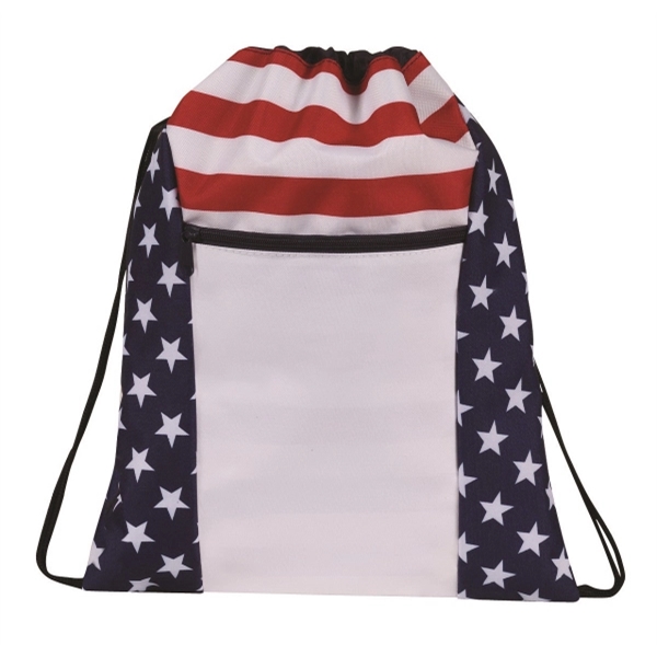 13.5" x 17" polyester drawstring backpack with patriotic motif.... from ASI 37980 Bagworld