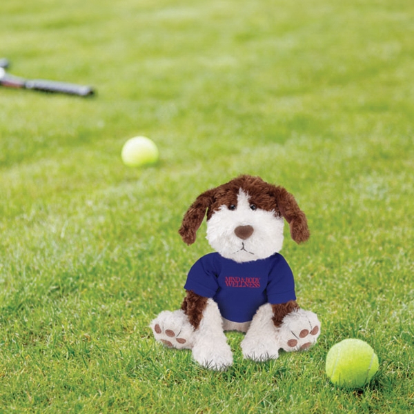 Stuffed brown and white toy dog, 9.5".... from ASI 93990 IMAGEN Brands