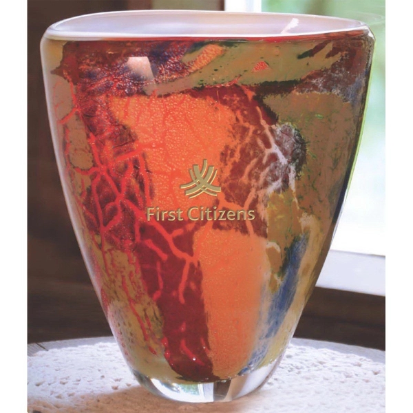 7" x 6.5" art glass award that incorporates a dazzling rainbow... from ASI 71920 Moderne Glass Company Inc / Glass America®