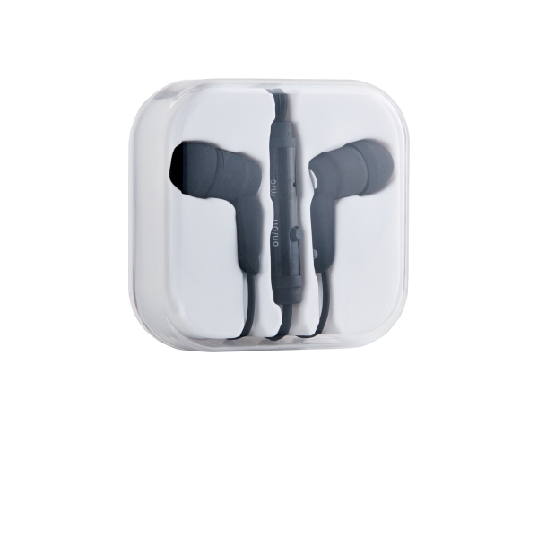 Wired earbuds with microphone, silicone tips, 3.5mm stereo gold pin connector... from ASI 91435 Tomax USA / Tomax