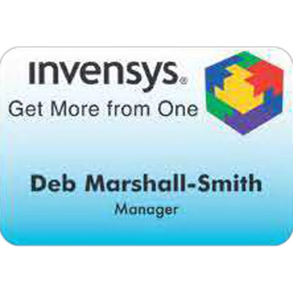 Large full-color .050" thick digital badge with pin fastener in assorted... from ASI 59080 Halls & Company