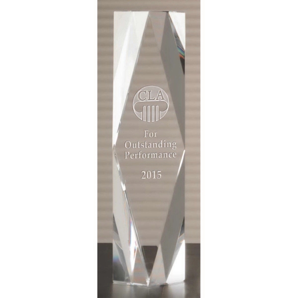 Beveled award made of optical crystal and designed to be free-standing.... from ASI 71920 Moderne Glass Company Inc / Glass America®