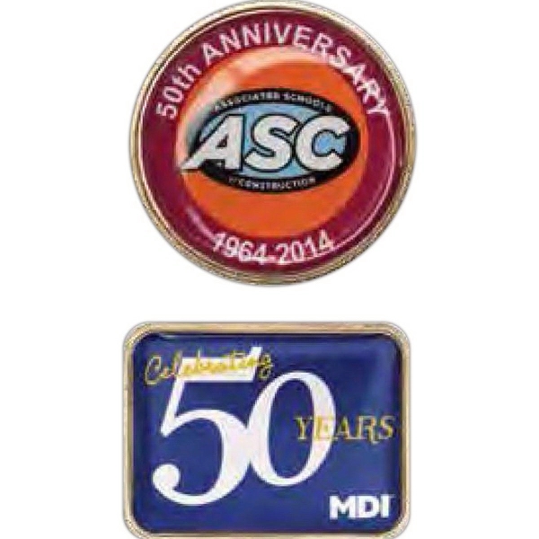 Stock shape lapel pins in assorted sizes with full color poly... from ASI 52263 EMT / EMT EMT EASY