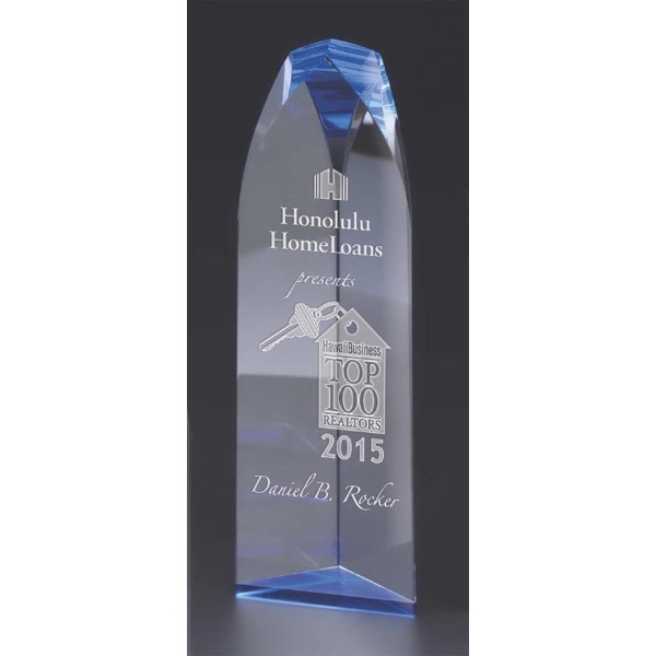Tower award made of optical crystal with an angular top and... from ASI 71920 Moderne Glass Company Inc / Glass America®