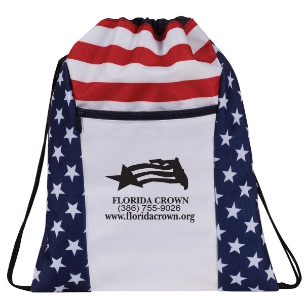 Patriotic stars & stripes drawstring backpack.... from ASI 31517 Admart Products / Admart Line