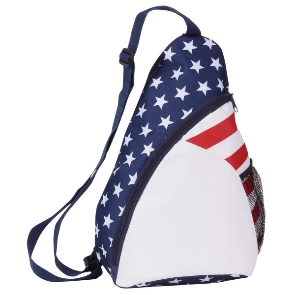 Patriotic stars and stripes sling backpack.... from ASI 31517 Admart Products / Admart Line