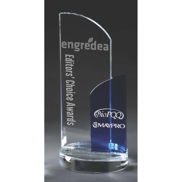 8.75" x 4" optical crystal award with a two-tone design and... from ASI 71920 Moderne Glass Company Inc / Glass America®
