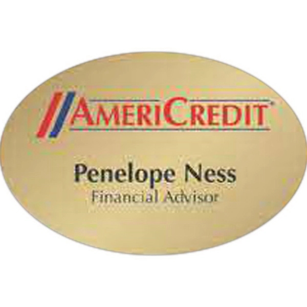 .050" thick oval badge with pinback, strap and other closure options.... from ASI 59080 Halls & Company