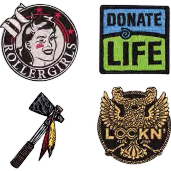 Embroidered patches in assorted shapes and sizes in up to seven... from ASI 52263 EMT / EMT EMT EASY