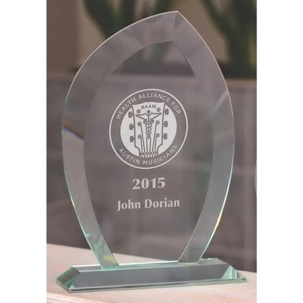 8.5" x 5.75" jade glass award with a double-beveled top that... from ASI 71920 Moderne Glass Company Inc / Glass America®