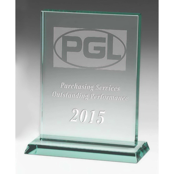 8" x 6" jade glass award with customization.... from ASI 71920 Moderne Glass Company Inc / Glass America®