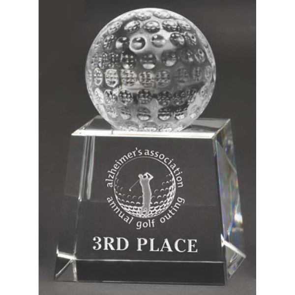 Award featuring an unattached glass golf ball available in three sizes.... from ASI 71920 Moderne Glass Company Inc / Glass America®