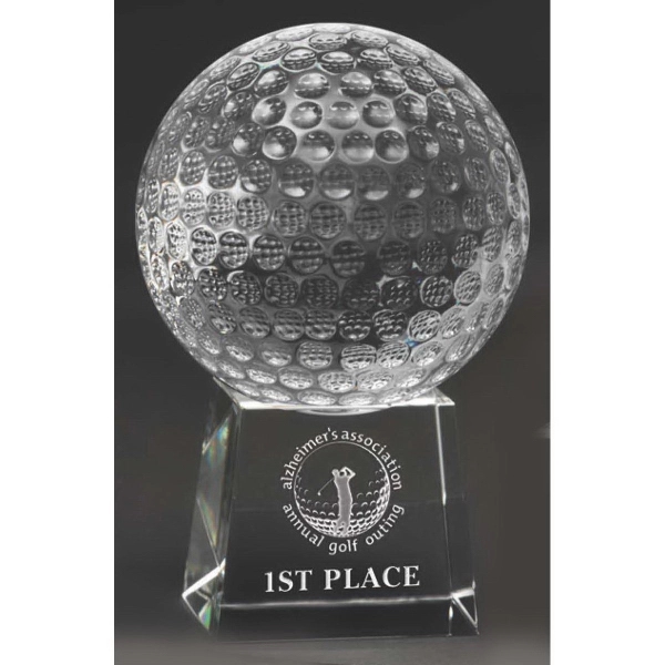 Award featuring an unattached glass golf ball available in three sizes.... from ASI 71920 Moderne Glass Company Inc / Glass America®