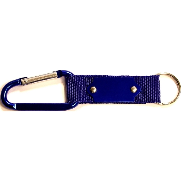 Carabiner with strap and metal plate, solid aluminum construction.... from ASI 74585 Nu Promo International / Nu Promo Line