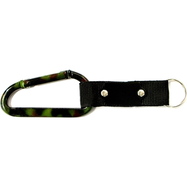Carabiner with strap and metal plate, solid aluminum construction.... from ASI 74585 Nu Promo International / Nu Promo Line