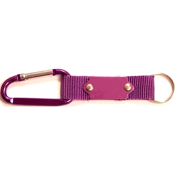Carabiner with strap and metal plate, solid aluminum construction.... from ASI 74585 Nu Promo International / Nu Promo Line