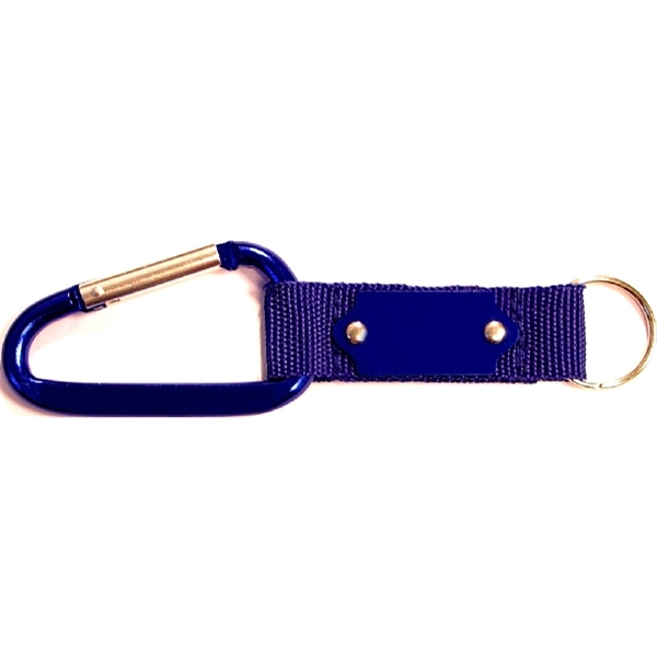 Carabiner with strap and metal plate, solid aluminum construction.... from ASI 74585 Nu Promo International / Nu Promo Line