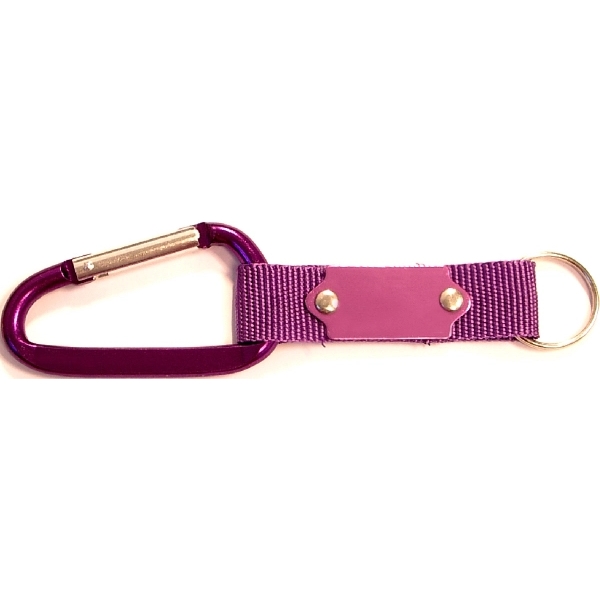 Carabiner with strap and metal plate, solid aluminum construction.... from ASI 74585 Nu Promo International / Nu Promo Line