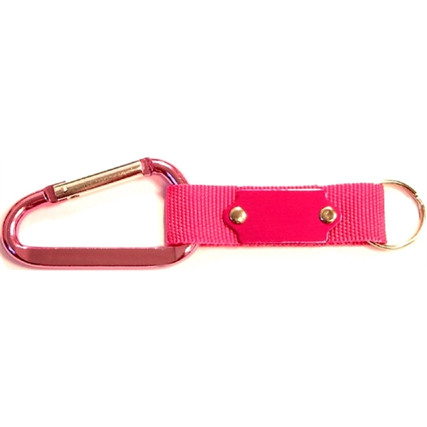 Carabiner with strap and metal plate, solid aluminum construction.... from ASI 74585 Nu Promo International / Nu Promo Line