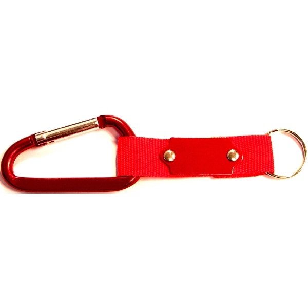 Carabiner with strap and metal plate, solid aluminum construction.... from ASI 74585 Nu Promo International / Nu Promo Line