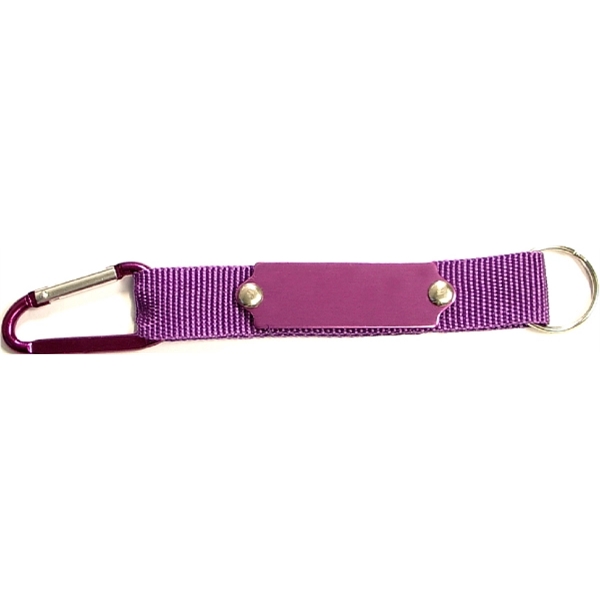 Carabiner with strap and metal plate, solid aluminum construction.... from ASI 74585 Nu Promo International / Nu Promo Line