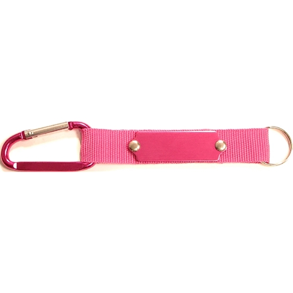 Carabiner with strap and metal plate, solid aluminum construction.... from ASI 74585 Nu Promo International / Nu Promo Line