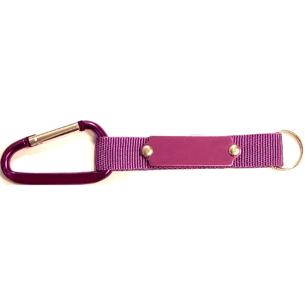 Carabiner with strap and metal plate, solid aluminum construction.... from ASI 74585 Nu Promo International / Nu Promo Line