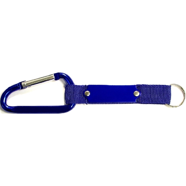 Carabiner with strap and metal plate, solid aluminum construction.... from ASI 74585 Nu Promo International / Nu Promo Line