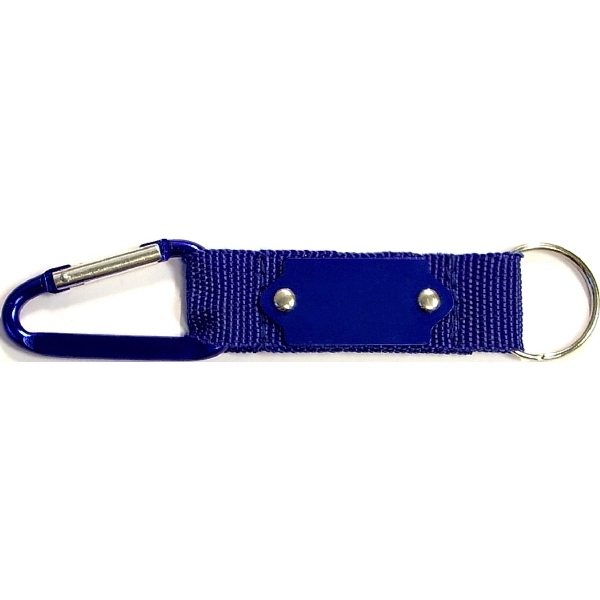 Carabiner with strap and metal plate,  solid aluminum construction.... from ASI 74585 Nu Promo International / Nu Promo Line