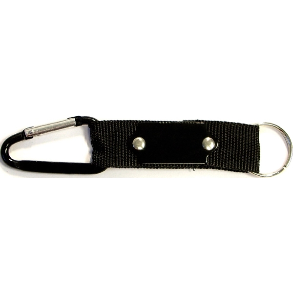 Carabiner with strap and metal plate,  solid aluminum construction.... from ASI 74585 Nu Promo International / Nu Promo Line